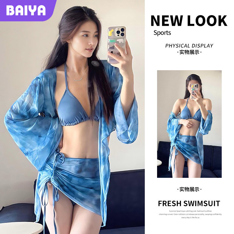 Traje de baño dividido protector solar de manga larga ligero personalizado para mujer Bikini Beach Water Park Advanced Swimming logo impreso