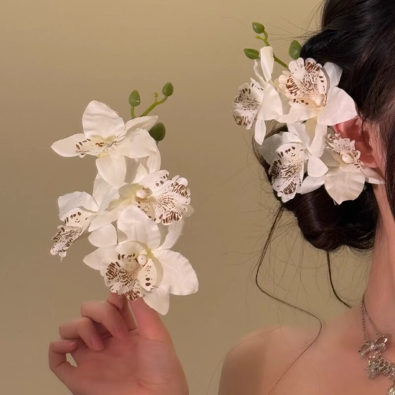 Thai Orchid Phalaenopsis Head Flower Clip Bride's Bridesmaid Hair Hair Hair Clip Flower Artificial Flower Hair Accessories Thai Orchid Phalaenopsis Head Flower Clip Bride's Bridesmaid Hair Hair Hair Clip Flower Artificial Flower Hair Accessories
