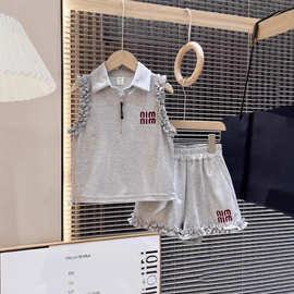 女童套装2025夏季新款洋气儿童夏装POLO休闲短裤两件套