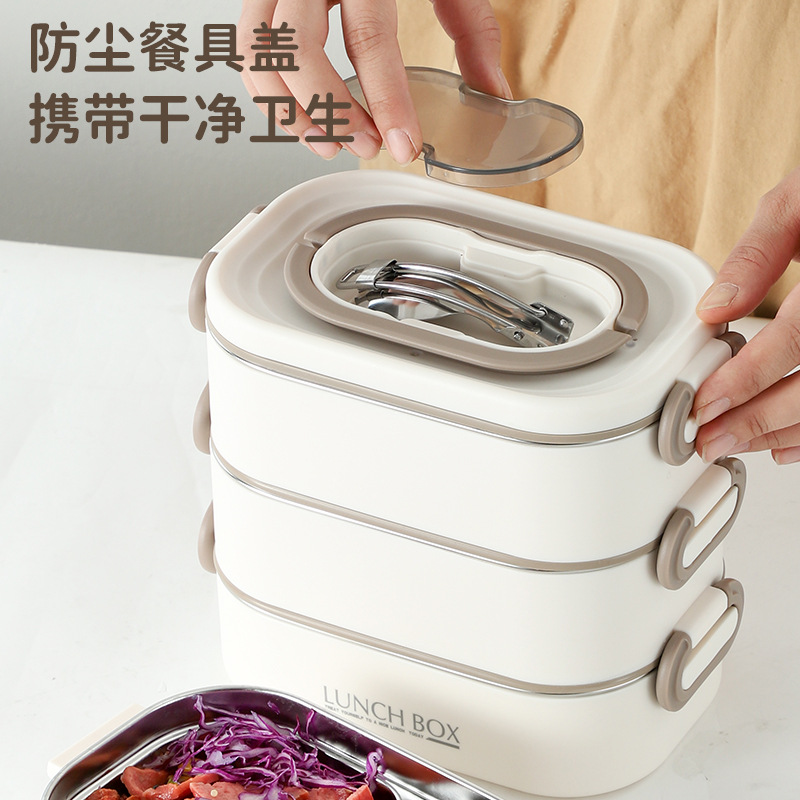 304 de acero inoxidable cuadrado aislado lonchera trabajador de oficina estudiante cantina horno microondas calefacción multi-capa compartimiento Bento