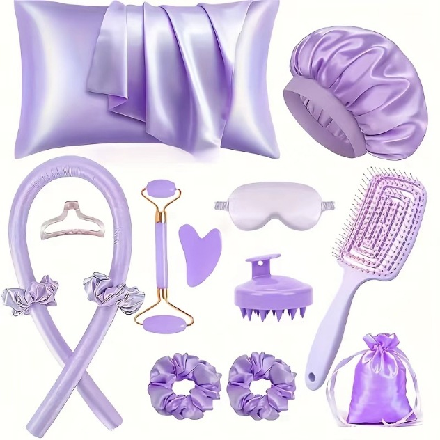 Comercio exterior transfronterizo sin rizador de calor, traje de venta caliente de Amazon, gorras para los ojos, gorros de ducha, sin calor, sin daño, almohada con cremallera individual