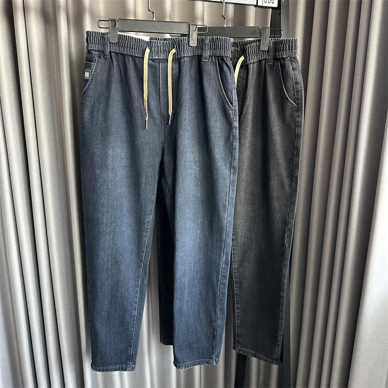 Cotton Mixed Square 2024 Men's Autumn and Winter Trousers Fashion Carrot Pants Trendy Casual All-match Micro-cone Jeans