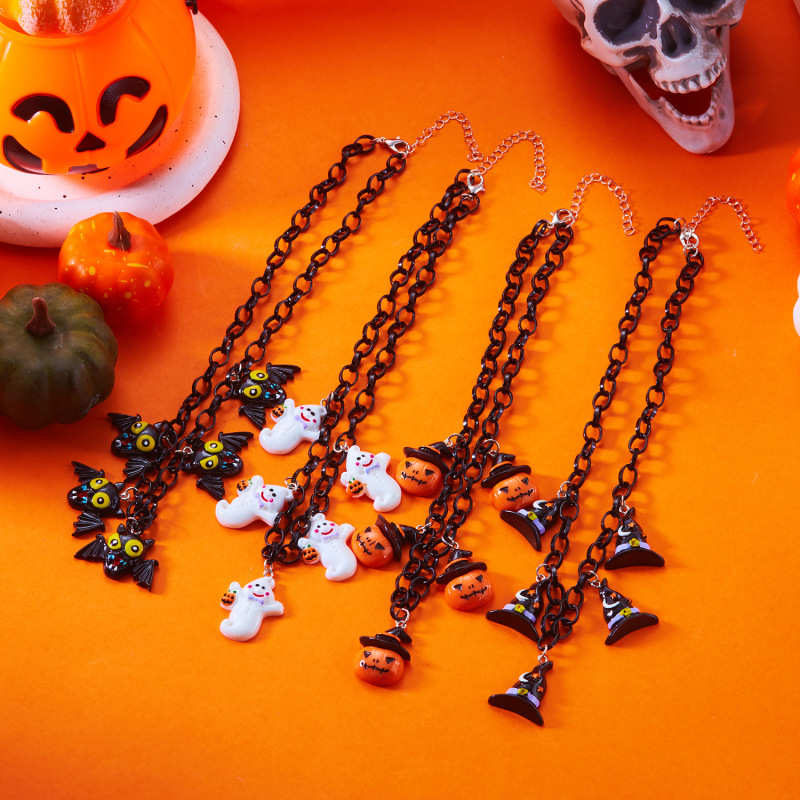 ハロウィンシリーズネックレスヨーロッパとアメリカの国境を越えた新しいパーソナライズされたクリエイティブゴーストフェイス白背景プリントウッドビーズ弾性ブレスレット|undefined