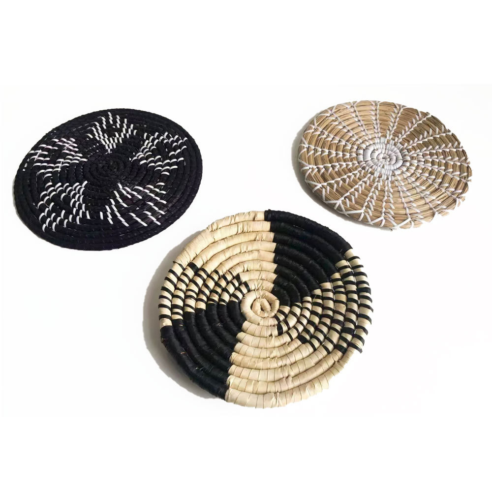 Gran por mayor tejido de paja artesanal tejido de caña personalidad característica de la decoración de pared del dormitorio estilo nórdico