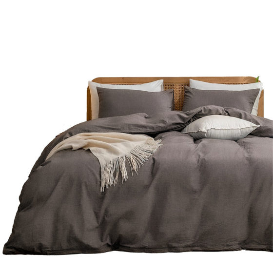 Cross-border Supply Simple Four-piece Set Sanding Solid Color Household Double Bed Quilt Cover Bed Sheet Quilt Cover Bedding Foreign Trade