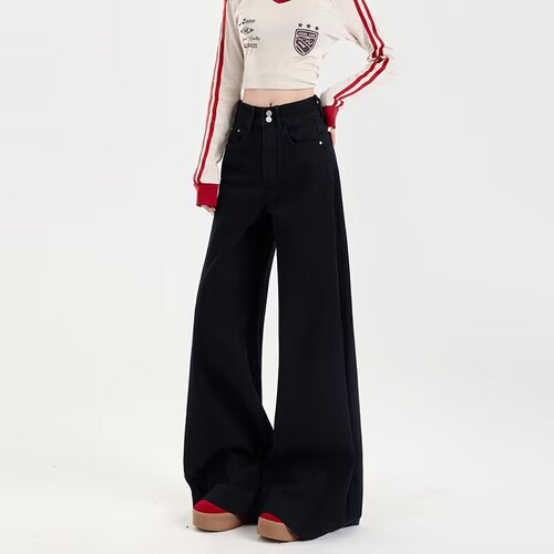 Hong Kong trend women's summer new style 2026 personalized letter jeans hip-hop ins trendy high street fashionable handsome pants