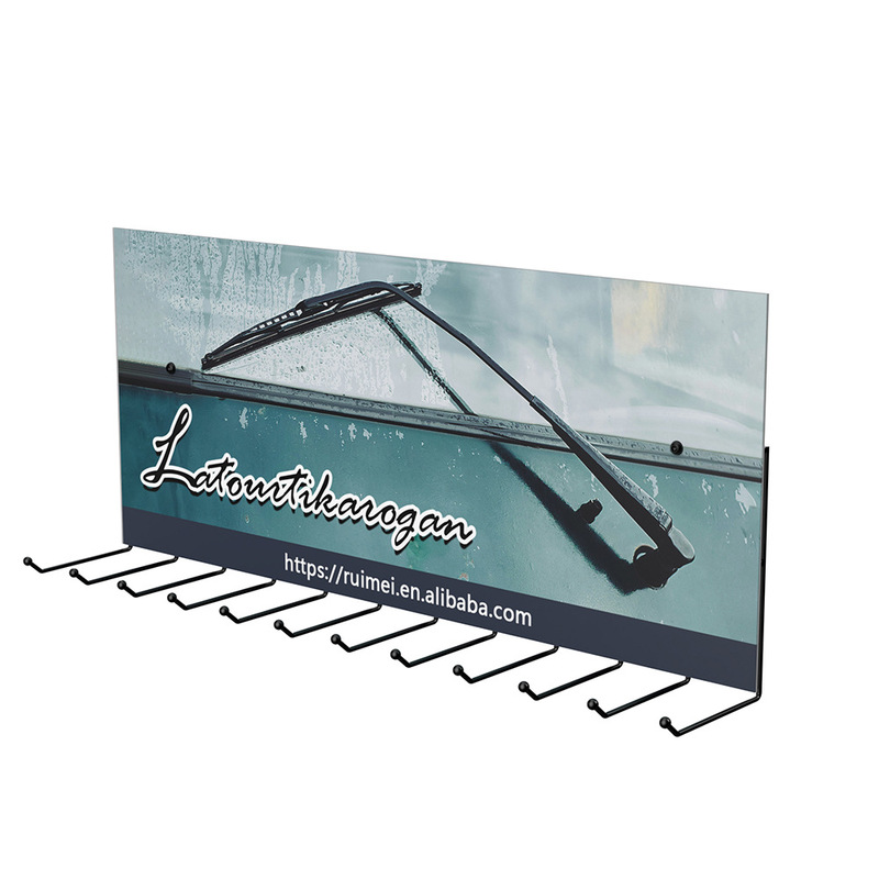 Customized Models 12 Hook Iron Wall-Mounted Wiper Display Rack Wall-Mounted Car Accessories Display Rack