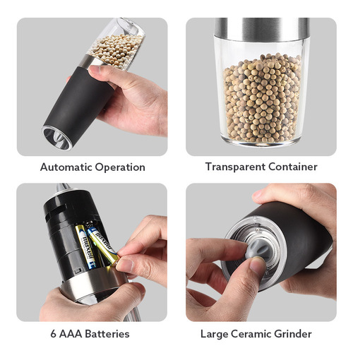 Gravity Sensor Grinder Mini Smart Salt and Pepper Grinder Electric Spice Smart Grinder Grinder Bottle
