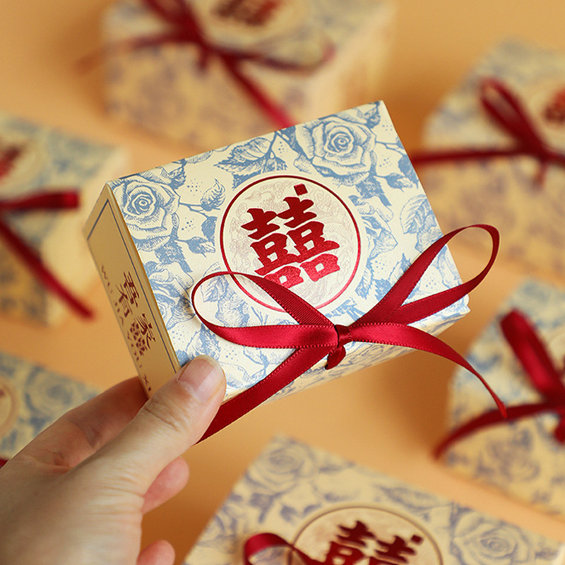 シュガーボックス結婚式のキャンディーボックス 2025 新しいキャンディーバッグハイエンド中国の結婚式の婚約特別なギフトボックス|undefined