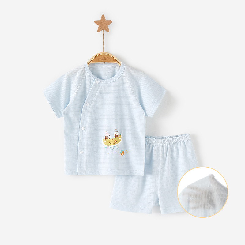 Bebé traje de verano de algodón fino de los niños de manga corta traje de dos piezas de la niña masculina recién nacido Ropa dividida Bebé Ropa de verano