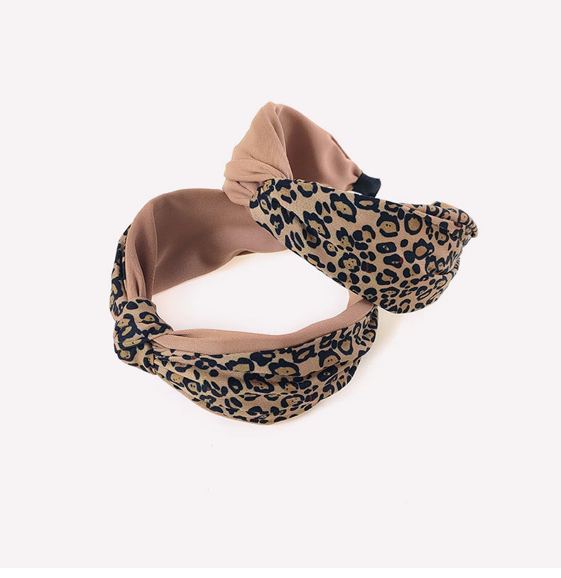 Korean Internet Celebrity Vintage Leopard Print Color Matching Headband Simple Fashion Mixed Color Cross Hairpin Fashion Hair Band Women display picture 5