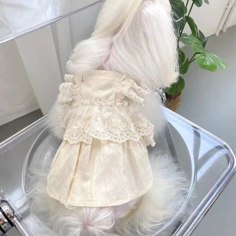 Vestido Cachorro Verano Primavera Otoño Ropa Mascota Perros Pequeños Teddy Bichón Pomerania Taza de Té Perro Gato Estilo Delgado_voghion.com