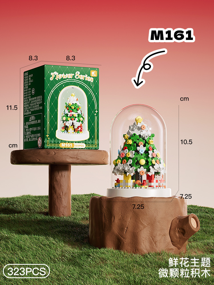 Compatible rosa claveles flores árbol alto ensamblaje bloques de flores en maceta juguetes para niños chicas diy hecha a mano