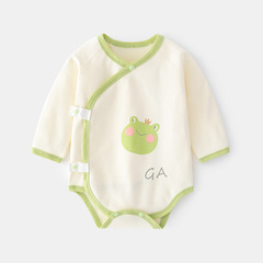 Baby Spring and Autumn Triangle Sleeveless Bodysuit with Print, Cotton Long Sleeve Romper for Newborns without Bone Crawling Suit