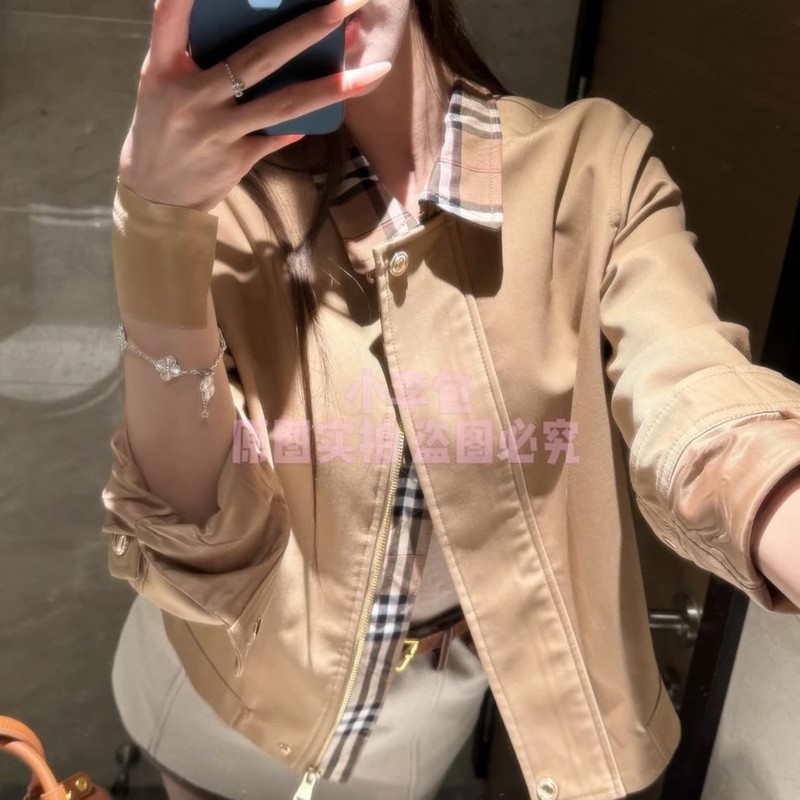 胡一一【东京日落】名媛风卡其色格子风衣夹克外套女配高腰短裙时|undefined