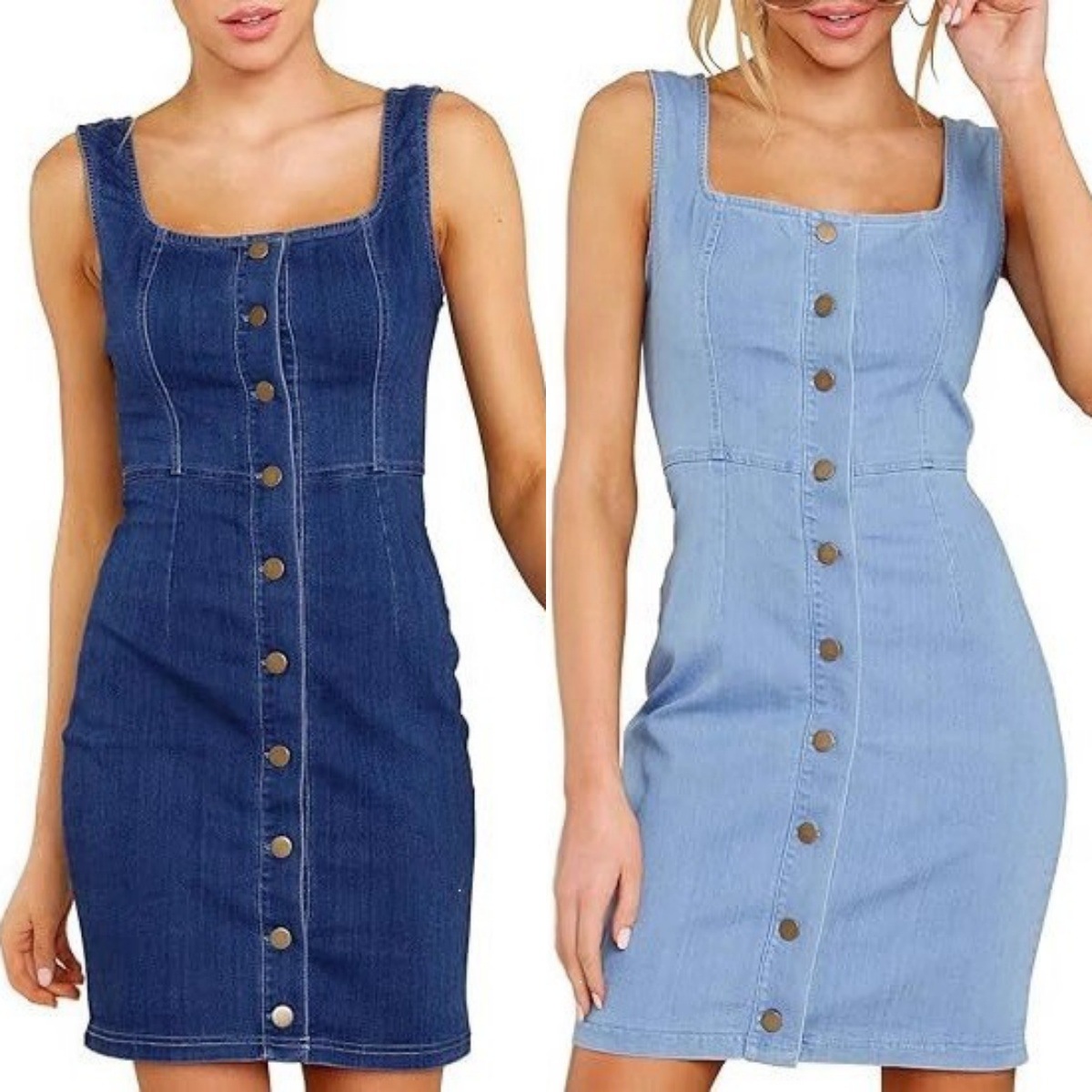 European and American Cross-Border Amazon 2026 New Women's Casual Square-Neck Sleeveless Denim Suspender Short Denim Dress
