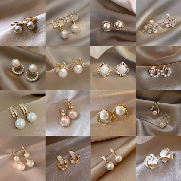 Fashionable and High-End Pearl Earrings French Niche Retro Light Luxury Stud Earrings for Women Simple Versatile Pearl Jewelry Wholesale