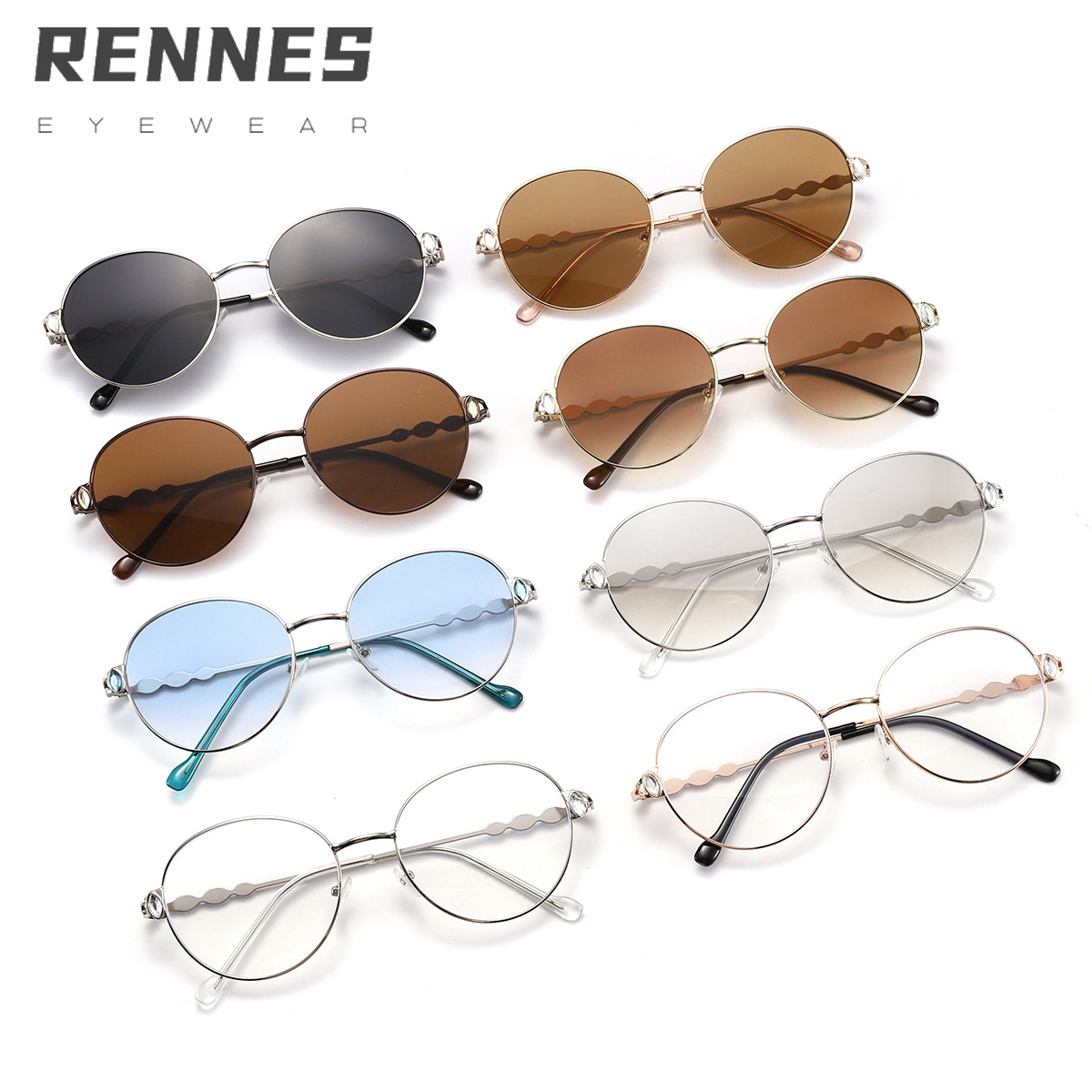 2024 nuevas gafas de sol de diamantes con montura redonda retro transfronteriza Y2K chicas calientes con el mismo estilo Gafas de sol de calle de alta gama