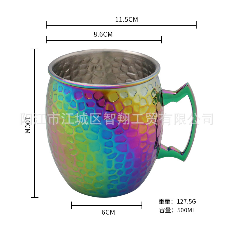 La fábrica suministra 304 tazas de cóctel creativas de acero inoxidable, tazas de mulas de moscú, bares de cerveza, tazas de tambor de martillo