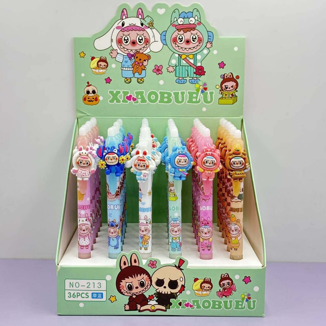 Cariñosa nueva caricatura pulsable bolígrafo neutro estereoscópico tres li cabeza de muñeca de alto valor facial estudiantes pulsable bolígrafo borrable