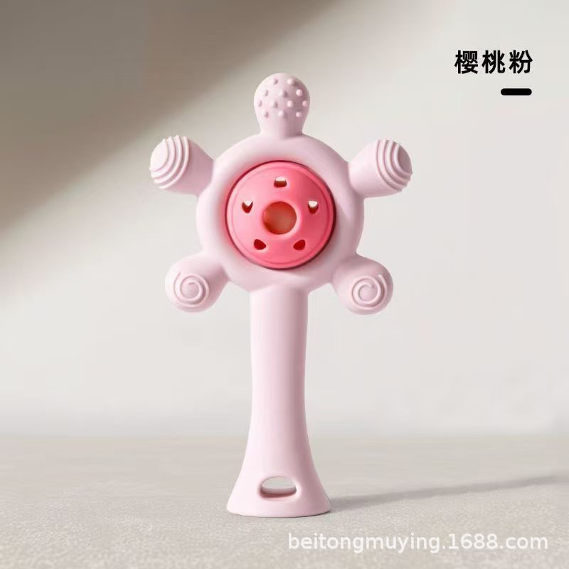 Diente de goma para bebés dientes fijos palito de molienda juguetes de campana palma de silicona mordida puede hervir la mano