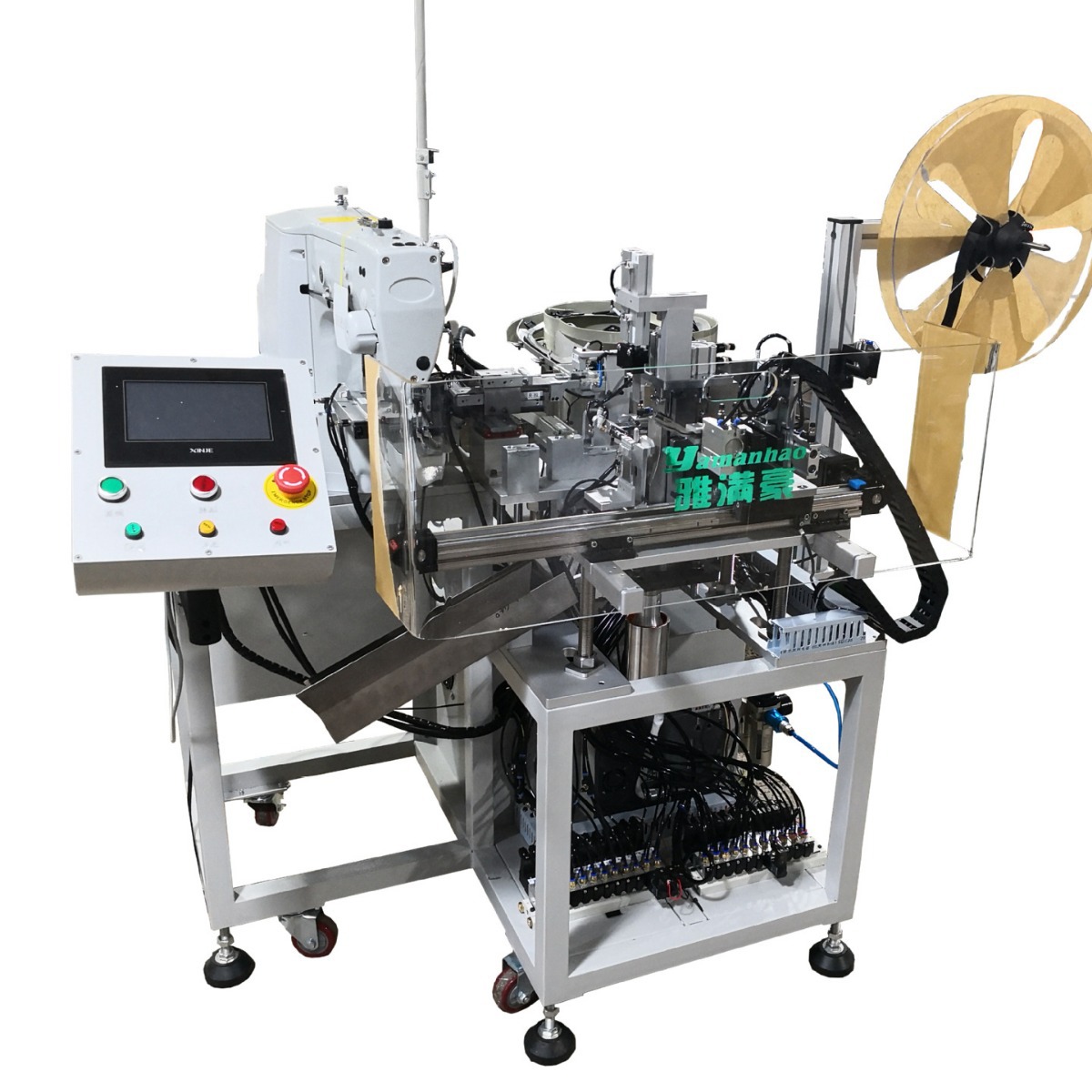 自动化缝纫机日字扣全自动切穿缝一体机日字扣方型胶扣套结机