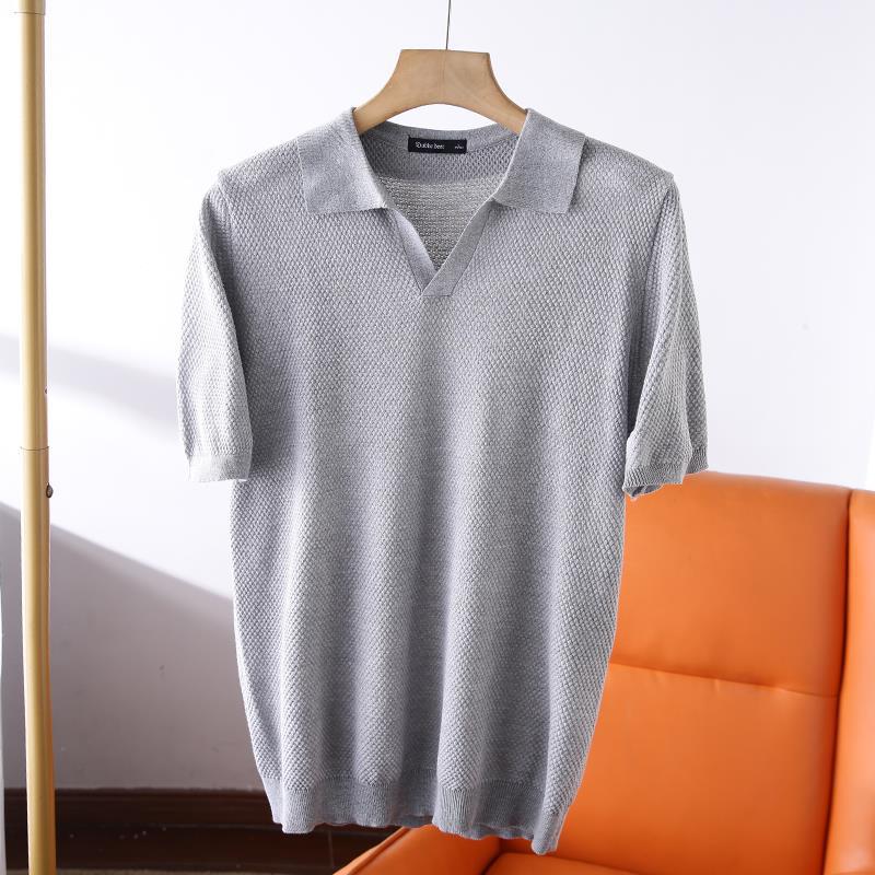 ¡Línea! ¡Cliente de algodón de punto de piña! 2025 verano nuevo estilo de los hombres moda polo solapa casual camiseta de manga corta