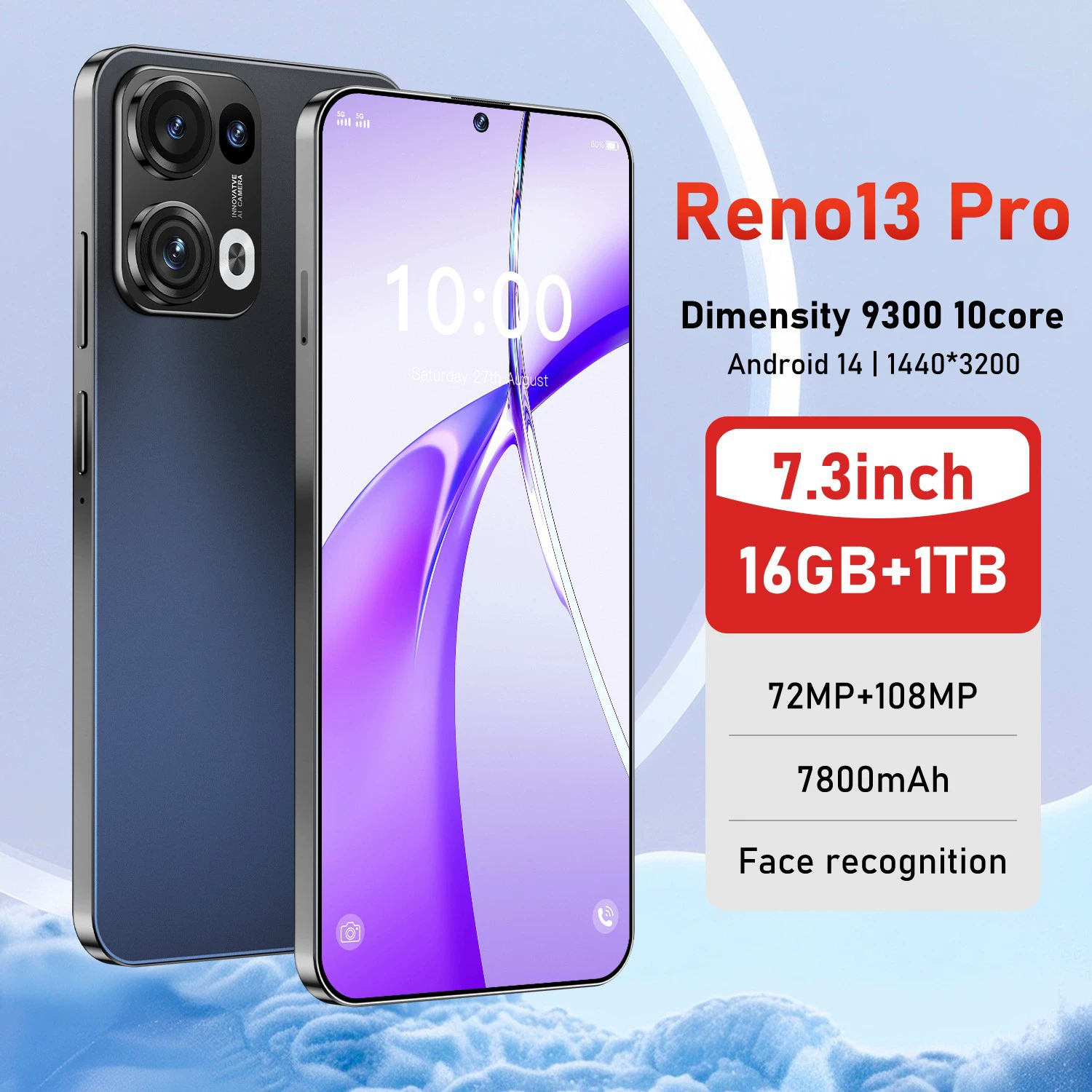 Cugo Kugo Reno13 Pro 7.3" инцелл‑экран, 16+1T, Android 8.1, наличие на складе