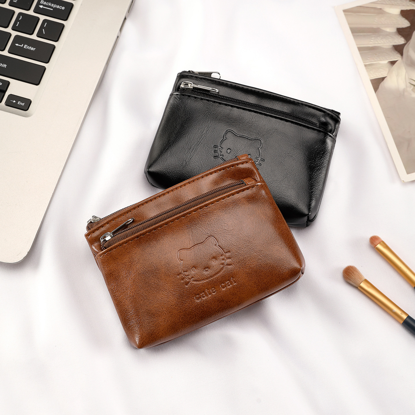 Nuevo bolso de cambio de cuero suave hecho a mano para mujeres lindas mini auriculares portátiles llaves certificados bolso de tarjeta