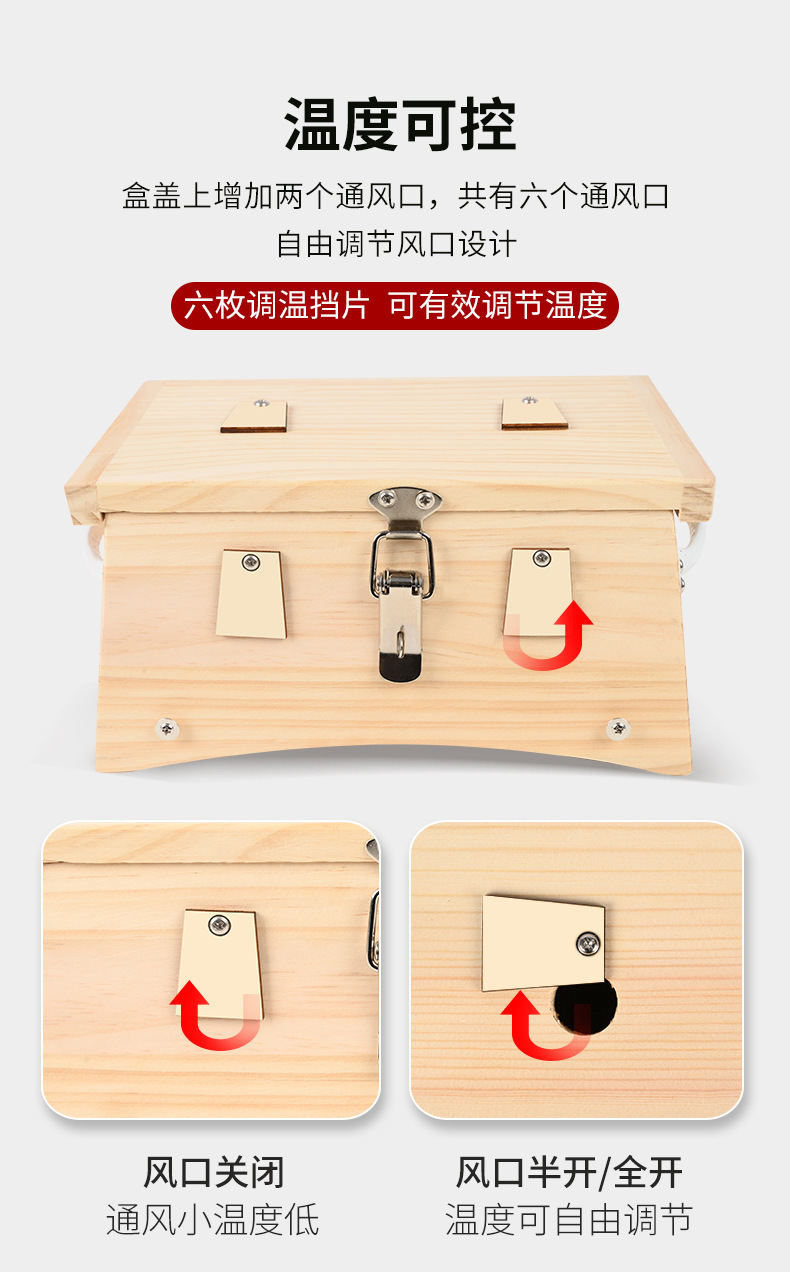 Wooden Moxibustion Box 6 Needle Trapezoid Design Full Body Abdominal Warming Tool 24x16x11 cm quality and texture
