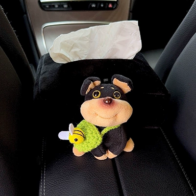 Car tissue box/set Car Tissue Hanging Bag Car - bee-green-bag-is-conspicuous-armrest-black-velvet-bag