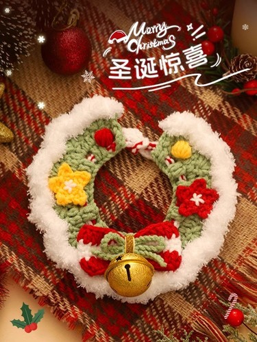 Cat Collar Cat Scarf Dog Neck Accessory Christmas Decoration Cute Knitted Pet Necklace Bow Tie Collar