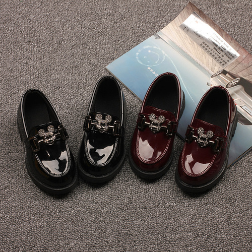  Spring and Autumn New Children's Shoes Princess Black British Small Leather Shoes Soft Sole Dance Shoes Student Performance Shoes Trendy