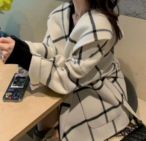 Double-sided cashmere short fashionable elegant woolen woolen coat…