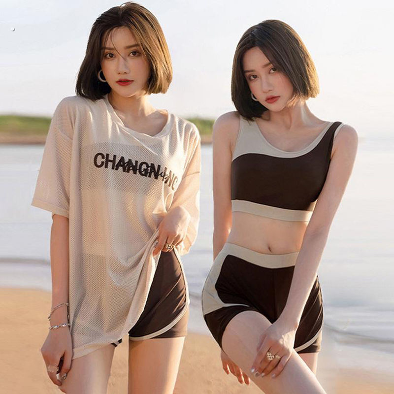 Split Swimsuit Women's Three-Piece Set Conservative Flesh-Covering Slimming Student Loose Super Immortal ins Hot Spring Swimsuit