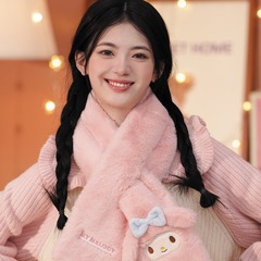 サンリオ・クロミの冬の新型のぬいぐるみのマフラーのアニメはかわいい防風保温の学生が首をかぶって首を保護します。