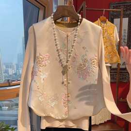2026早秋季新款高级感新中式女装马甲坎肩缎面提花马夹国风背心