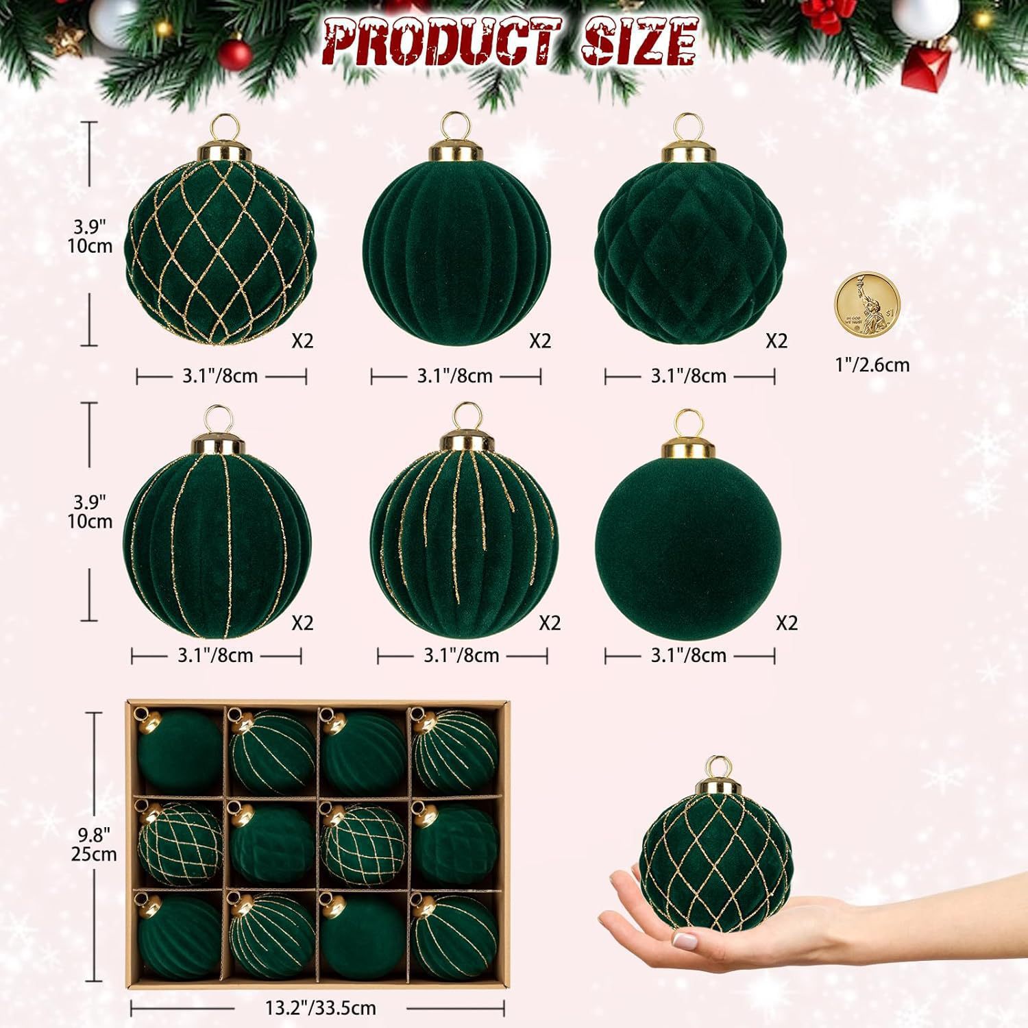 Amazon Hot Sale Flooded Navidad 6cm / 8cm Set Navidad Ball Decoration Colgante Disposición Navidad Ball Colgante image 23