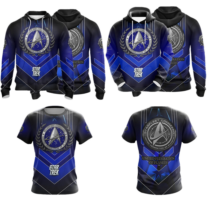 Star Trek cos Game Clothes Sci-Fi Series 3D Digital Print Casual Sports Children Adult Zipper Sweater