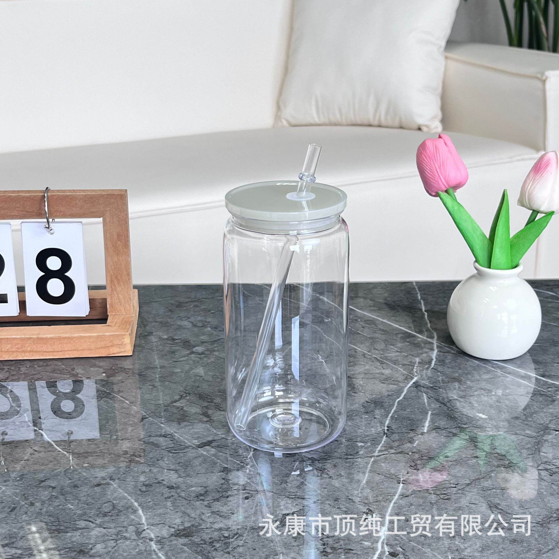 2024 estilo explosivo 16oz taza de paja de plástico protección del medio ambiente jelly acrílico color mason taza de plástico al por mayor