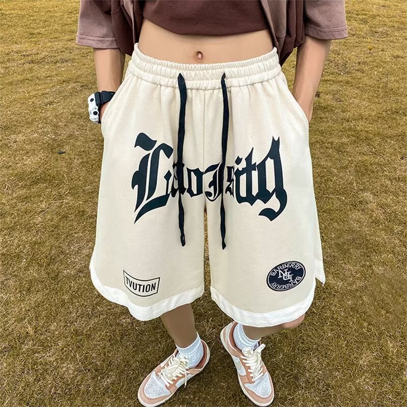 High Street American Shorts Men's Summer Trendy Brand Sports Pants Loose Casual Pants Heavy plus size Basketball Pants