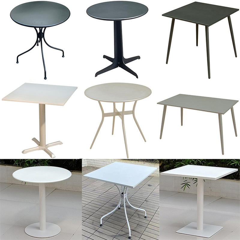 Iron Table Round Square White Black Iron Table Coffee Milk Tea Dining Table Casual Table Negotiation Iron Round Table Outdoor Long Table