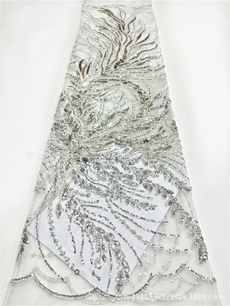 Tejido de malla multicolor, vestido de boda opcional, tela de bordado de alta fijación.