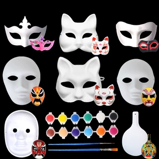 纸浆白胚面具 彩绘画画涂色儿童手工diy材料批发纸浆脸具批发厂家