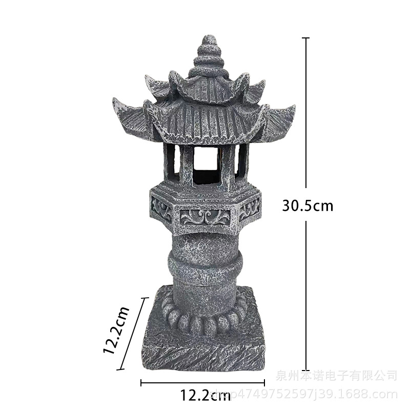 屋外石塔宮灯庭灯置物寺院禅意園林樹脂装飾置物太陽光石塔灯