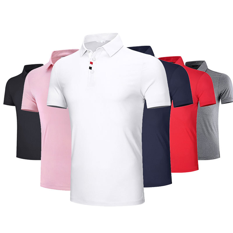 Áo thun golf nam ngắn tay thoáng khí nhanh khô chất liệu vải goff — Tay ngắn màu đen (Vải đính cườm) Tay ngắn màu đen (Vải đính cườm), Màu xanh navy, Màu hồng, Tay áo ngắn màu đen (Vải Lụa Sữa)