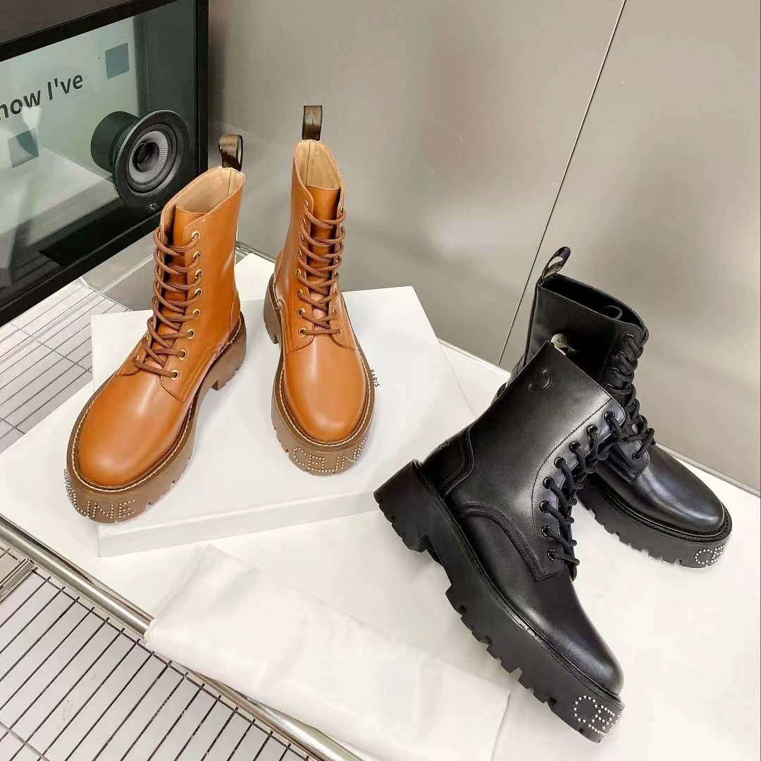 Та же триумфальная арка Dimi Mi с ботинками Martin Женские толстые подошвы увеличенные ботинки Коричневые круглые головы британские ботинки вентилятора