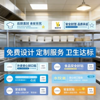 外卖封口贴美团饿了么京东外卖封签食品安全封口防撕封条安心贴纸
