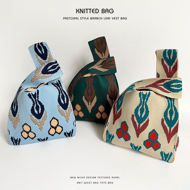 包包斜挎包女背心包马甲包韩版花朵百搭出街游行针织手拎包手提包