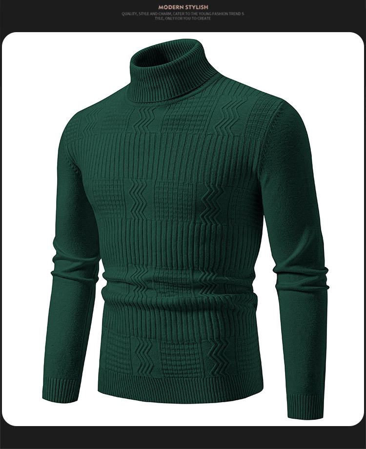 Men's High Neck Knit Sweater – Slim Fit Thermal Pullover For Layering Essentials_viptrois.com